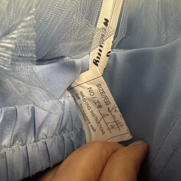 Elegant Dreamy Princess Dusty Blue Tulle Off-Shoulder Maternity Photoshoot Dress - Picture 16 of 16